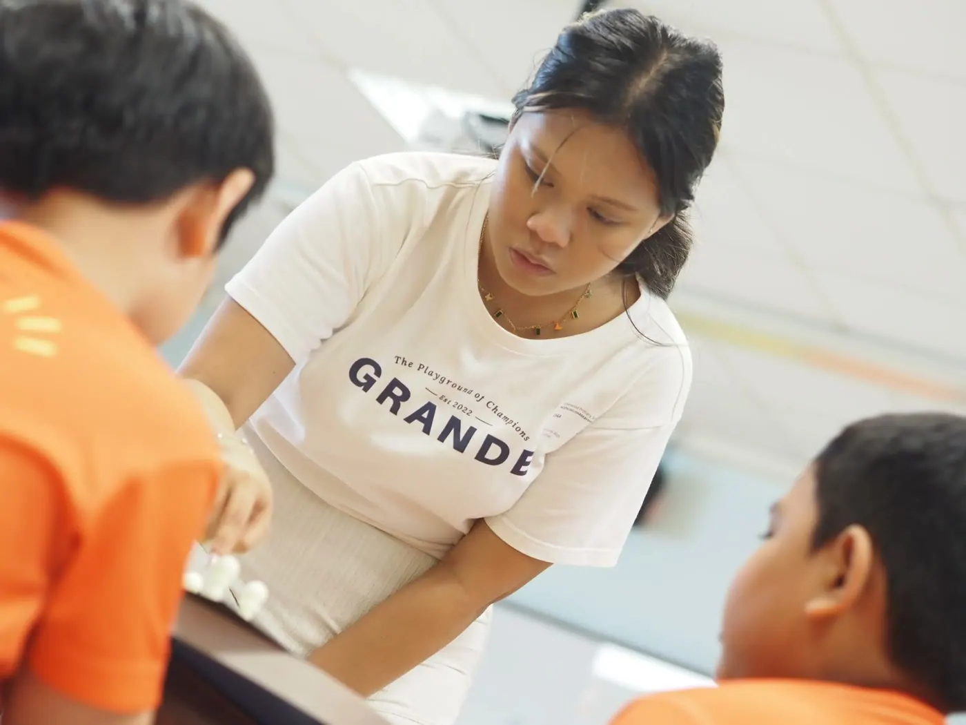 A young Greenwood student making a move during guided play