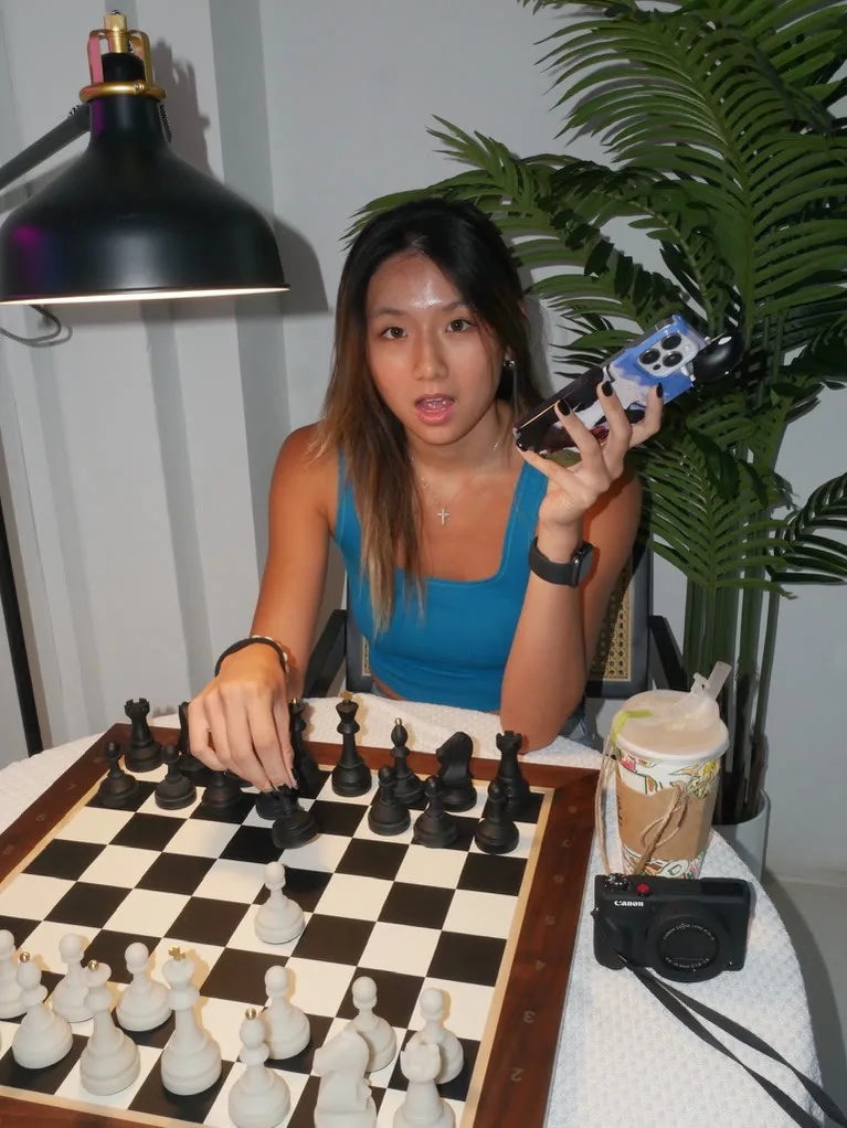 A player enjoys an evening game during an earlier Checkmate and Chill event.